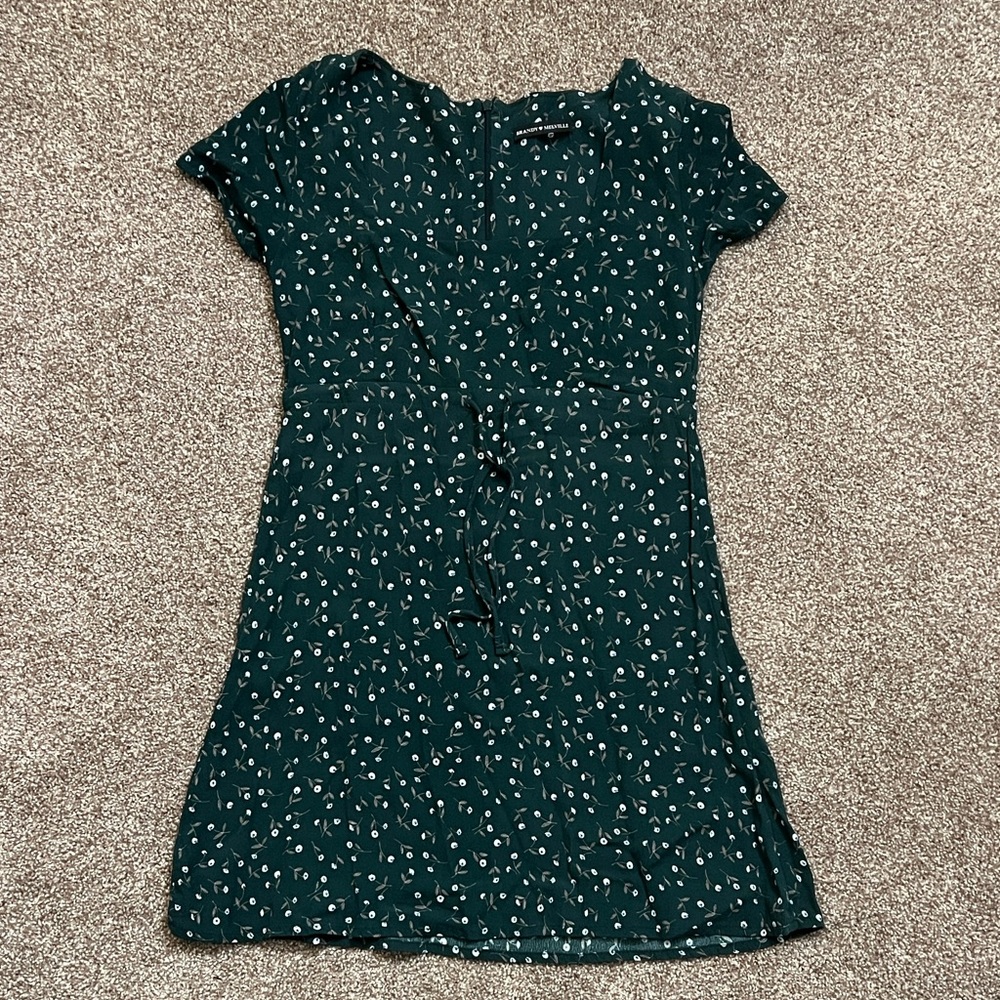 Brandy Melville Dark Green Floral Mini Dress